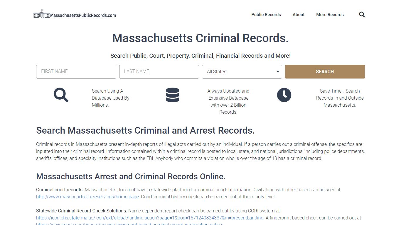 Massachusetts Criminal Records: MassachusettsPublicRecords.com